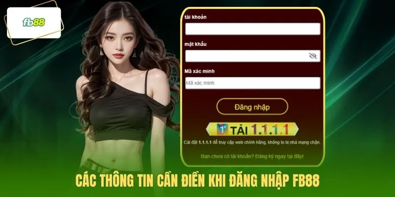 Các thông tin cần điền khi đăng nhập FB88